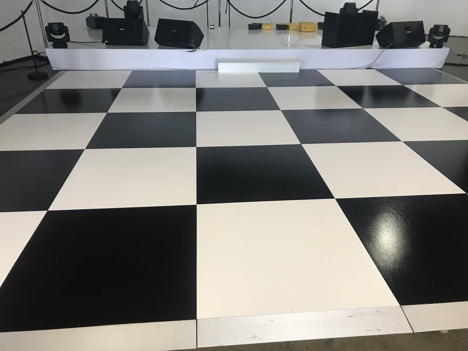 Black and White Check floor at a gala event